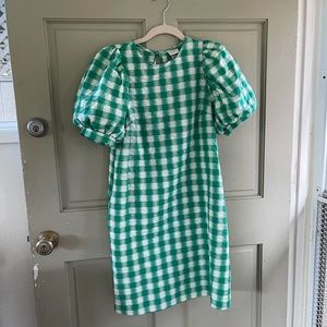 A New Day Puff Sleeve Checker Dress